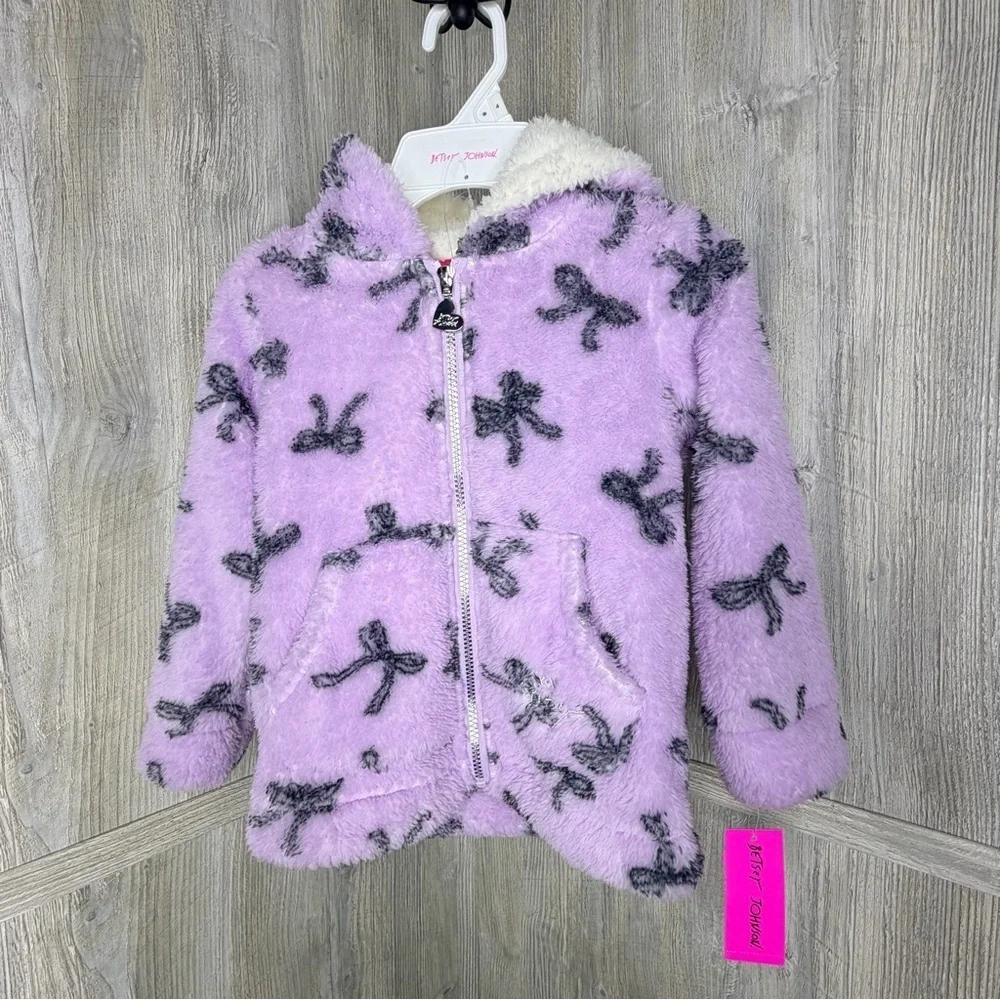 Betsey Johnson Girls Lavender Fuzzy Jacket